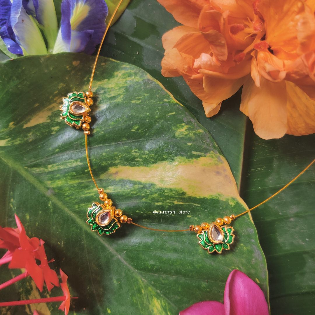 Antara - Lotus Green three charm Invisible Jewelry AS023