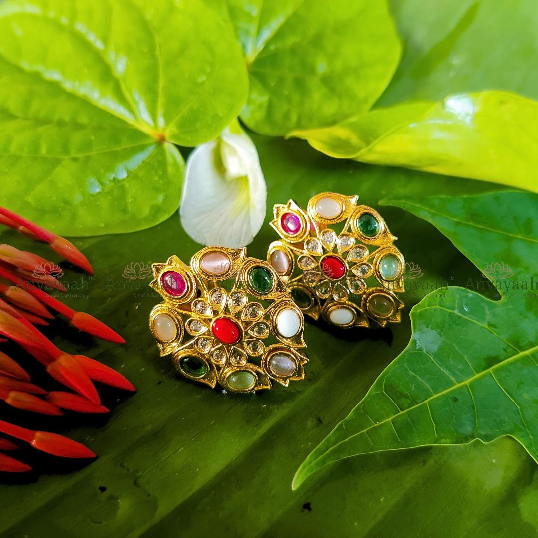 Navaratna Stud Multicolor earrings - AS004