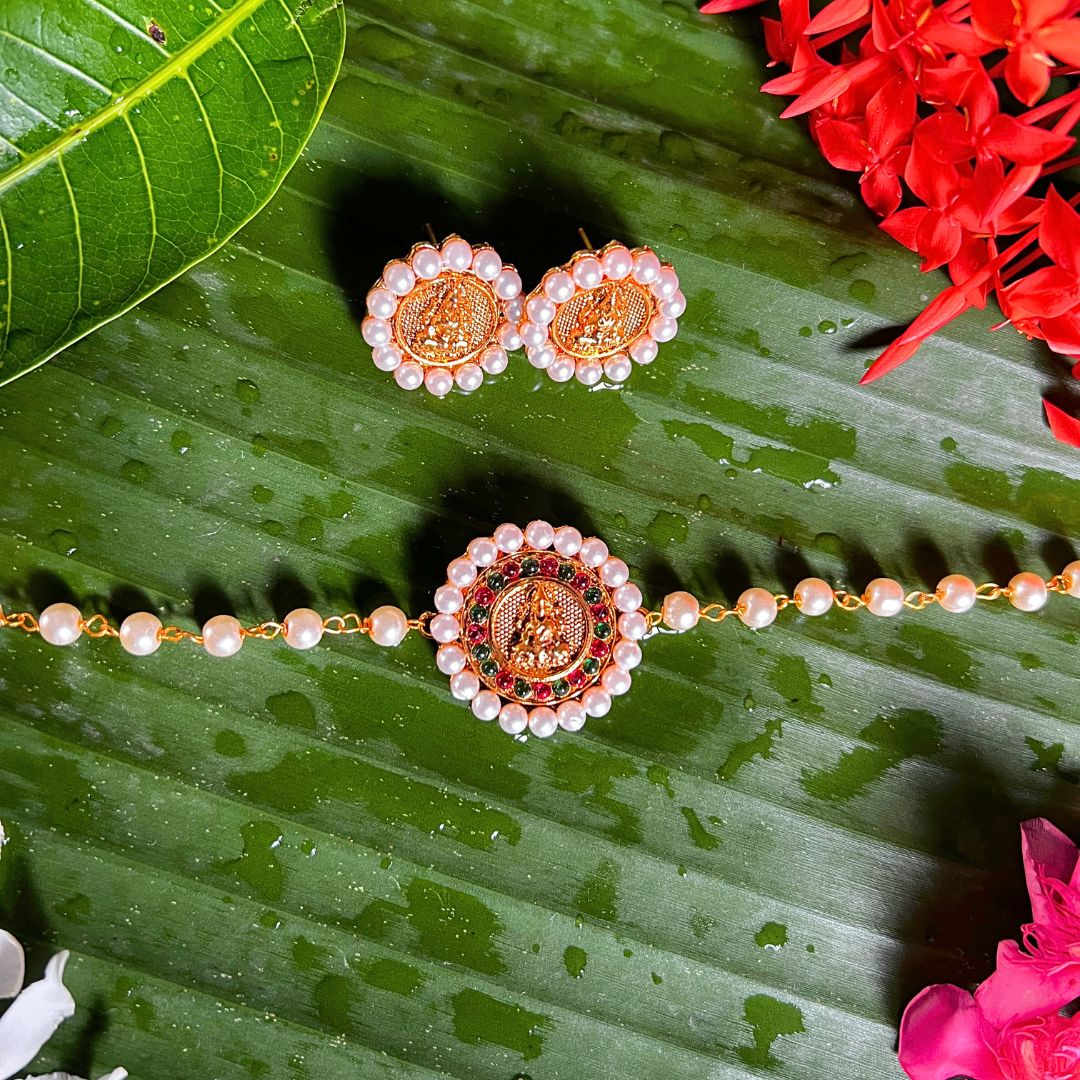 Pearl choker single layer with Earrings