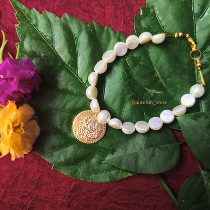 Antara - Handmade Lakshmi Coin Pearl Bracelet AS031