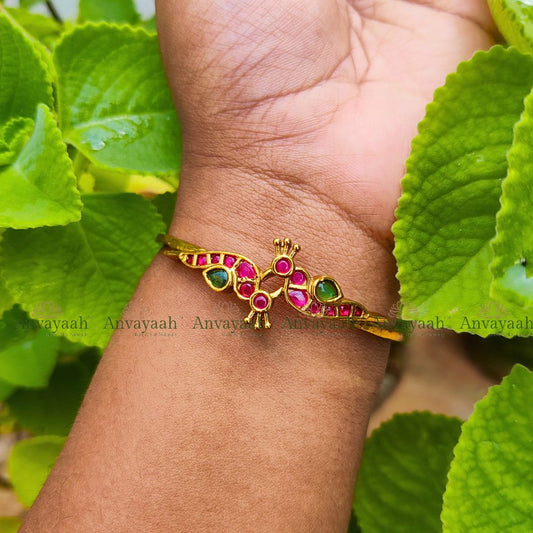 Multicolor Parrot Gold finish Kada Bangle - AS015