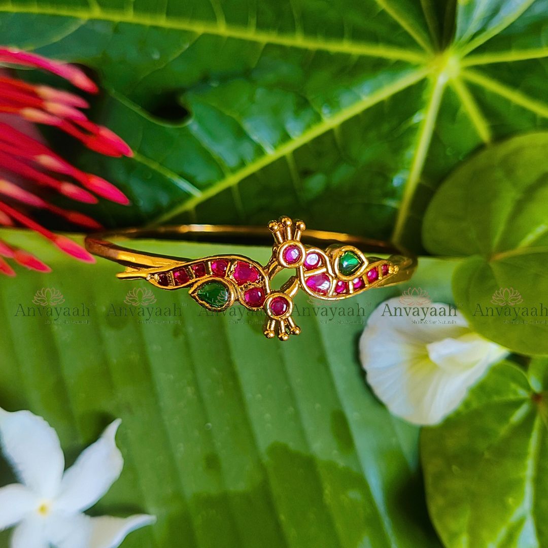 Multicolor Parrot Gold finish Kada Bangle - AS015