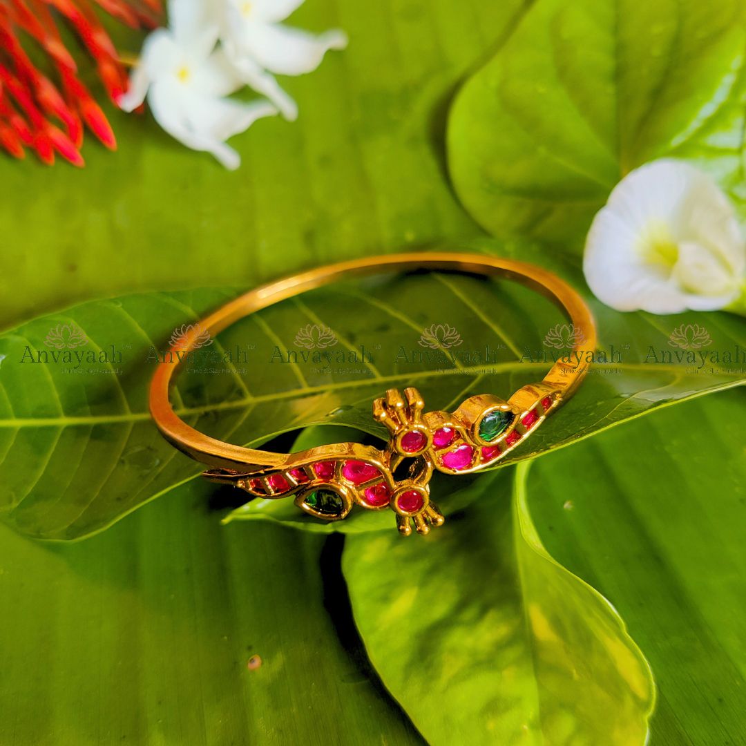 Multicolor Parrot Gold finish Kada Bangle - AS015